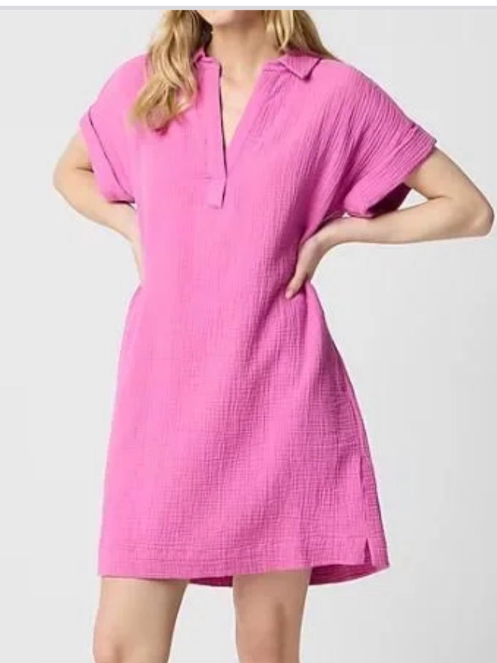 NWOT J crew festive pink Short-sleeve gauze popover dress
